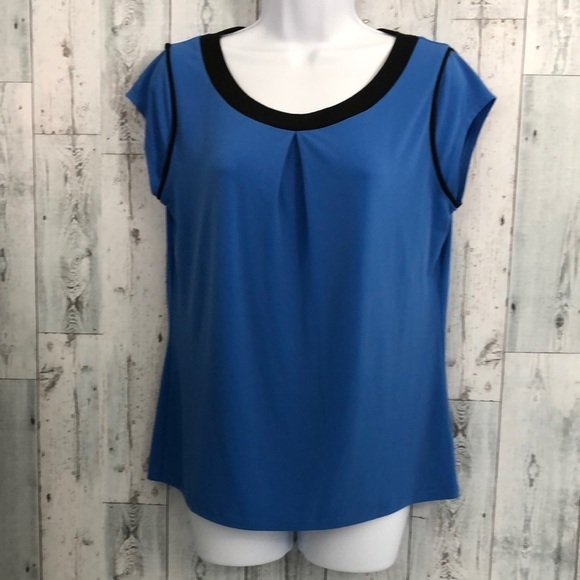 Worthington Pleated Front Cap Sleeve Blouse Medium - Picture 1 of 8